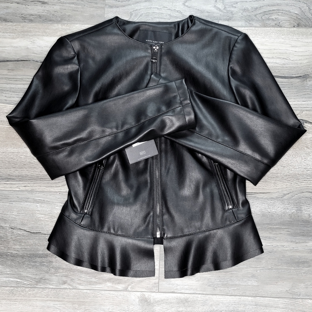 50%OFF Ruffled Leather Jacket Size XS